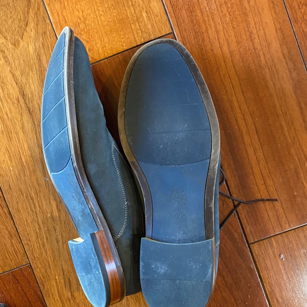 Aston Grey Men's Blue Suede Derby Shoes - Picture 2 of 3